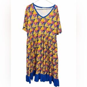 Belle Beauty & the Beast Print Midi Dress 2XL Flowy Disneycore